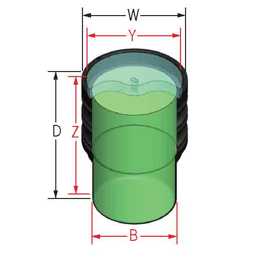 Green area indicates internal working area